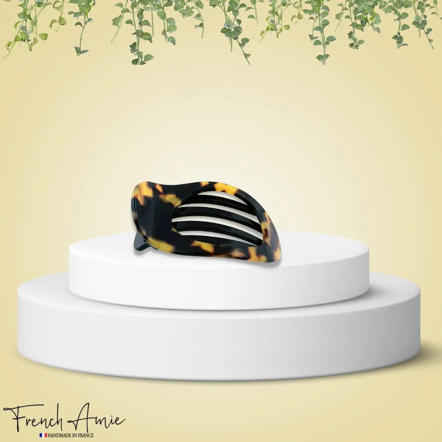 French Amie Oval 3" Small Handmade Side Slide Hair Claw Clip for Fine Hair