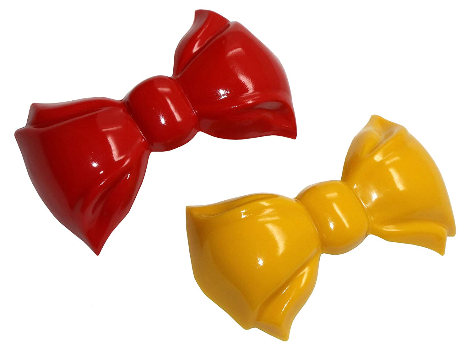 Parcelona French Angel Bow Red and Yellow Small 2” Cellulose Set of 2 Hair Clip