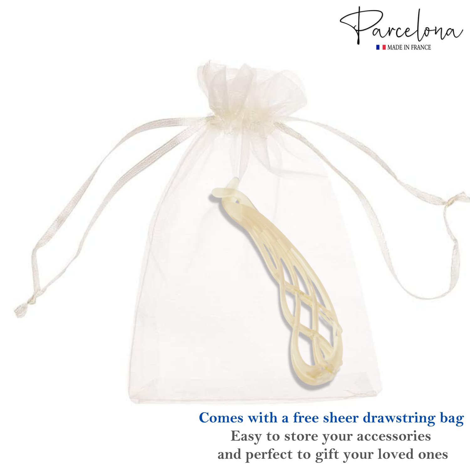 Parcelona French Curved Large 4" Cellulose Banana Hair Clip for Women