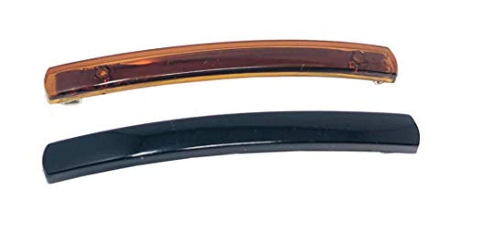 Parcelona French Svelte Shell N Black Celluloid Hair Barrettes for Women(4 Pcs)