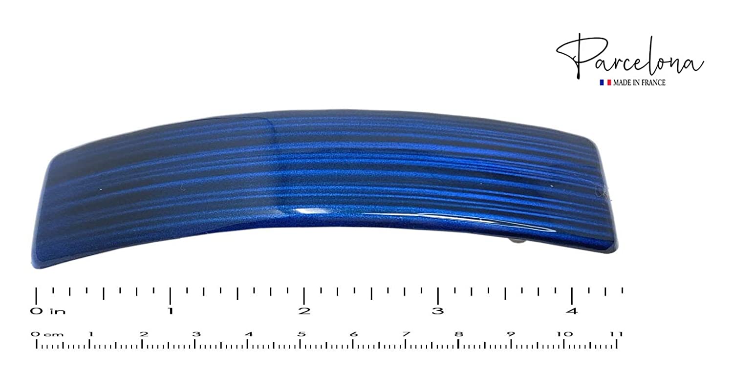 Parcelona French Black Streaks Dark Blue Large 4 1/4" Strong Grip Hair Clip Barrette