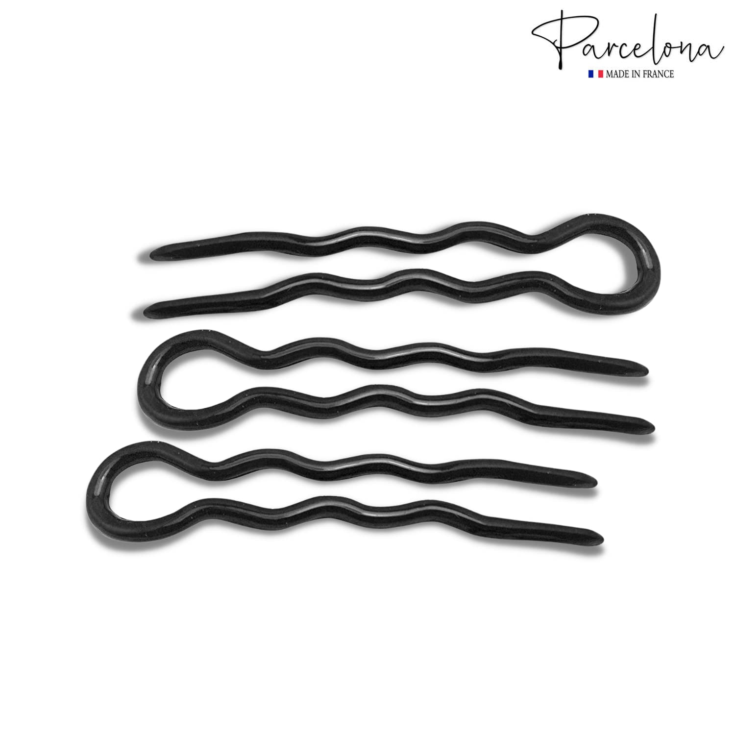Parcelona French Slick Medium Celluloid Acetate Wavy U Shaped Hair Pin for Women