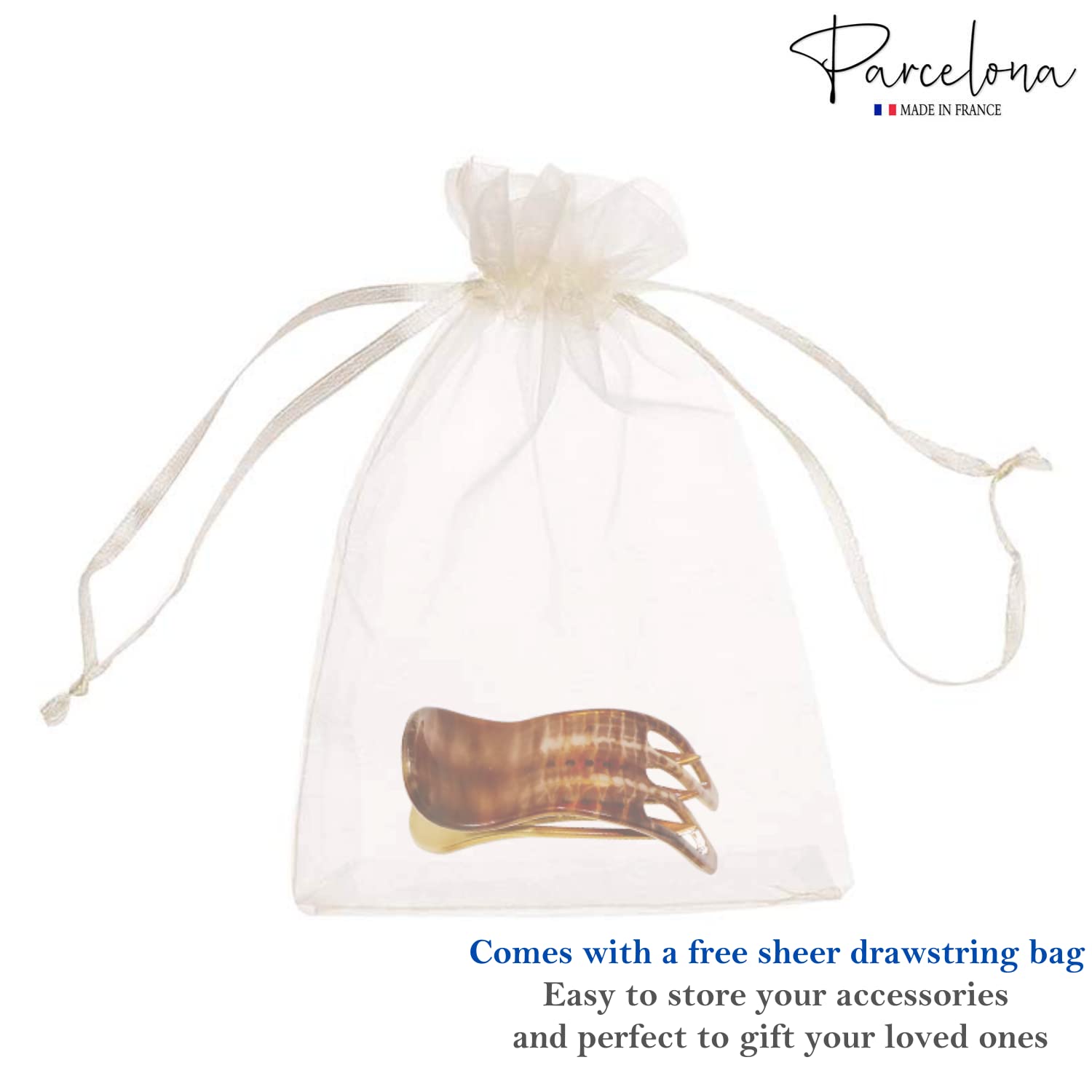 Parcelona French Simply Bear Paw Medium 3” Cellulose Hair Claw Clip for Women