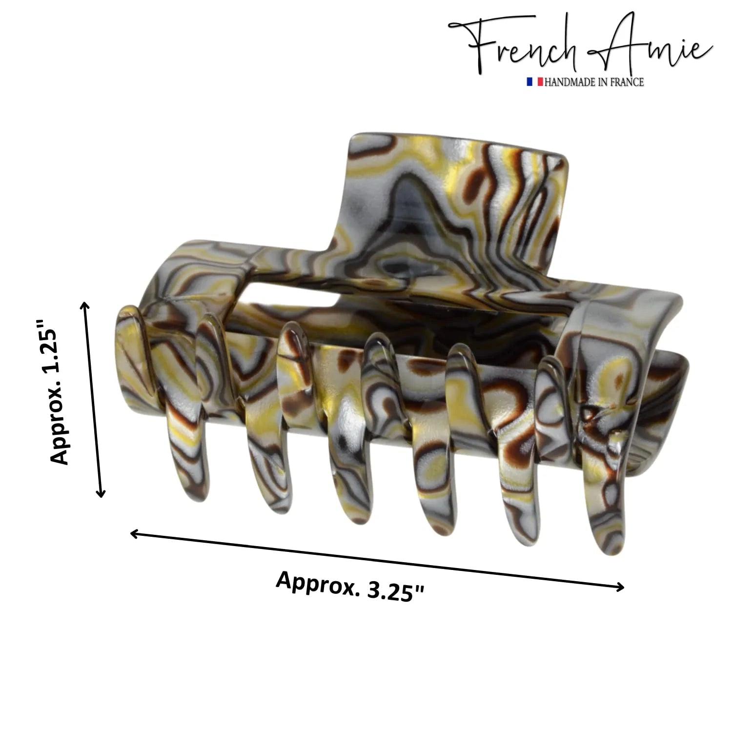 French Amie Geo Medium 3 1/4" Cellulose Acetate Handmade Jaw Hair Claw Clip Women