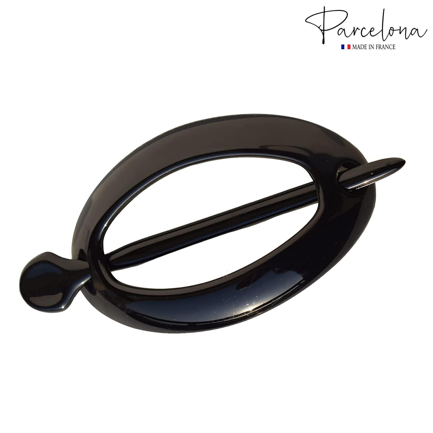 Parcelona French Slide Hoop Black and Shell Large 4" Cellulose Bun Cover