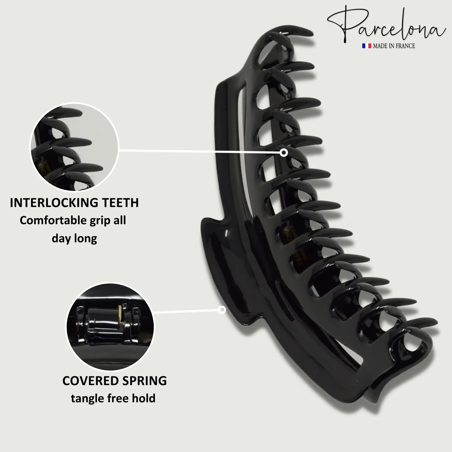Parcelona French Bend Narrow Extra Large Jumbo Black Jaw Hair Claw Clip