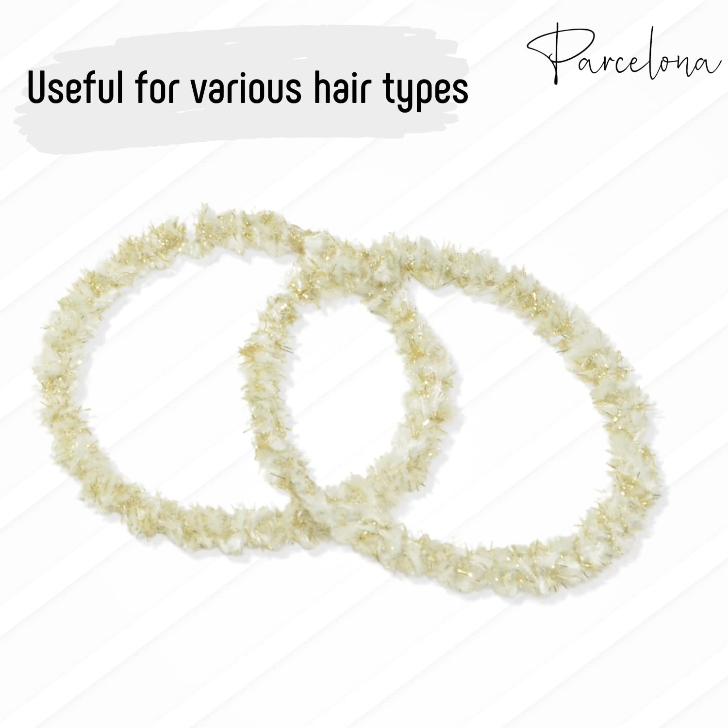 Parcelona Flexible Set of 4 Chenille Ponytail Holder Elastic Hair Ties