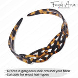 French Amie Filigree Wide 1" Celluloid Handmade Headband for Women