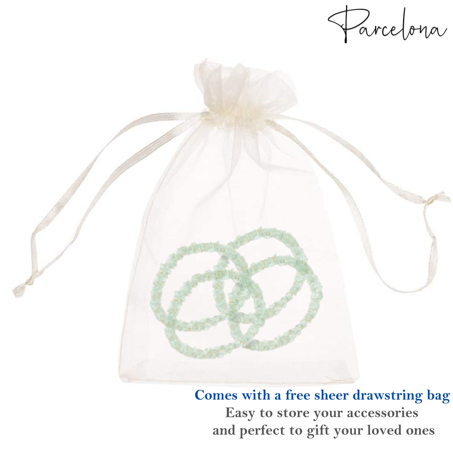 Parcelona Flexible Set of 4 Chenille Ponytail Holder Elastic Hair Ties