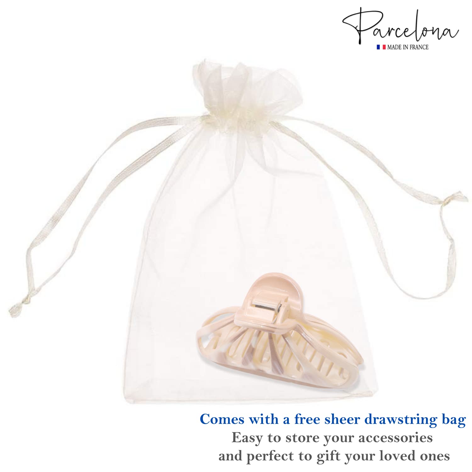 Parcelona French Rain Drop Small 2 3/4" Cellulose Jaw Hair Claw for Women
