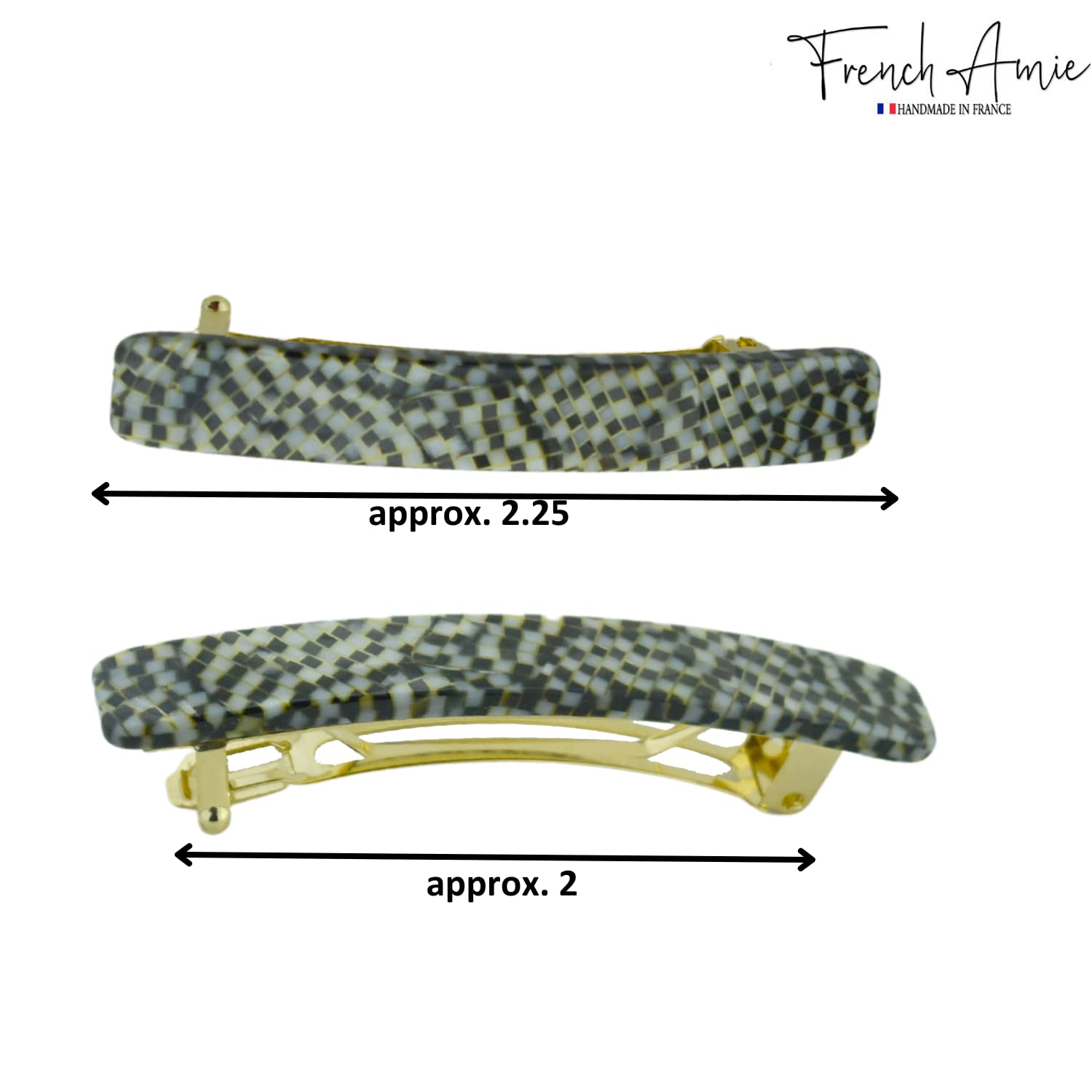 French Amie Small 2 1/4" Cellulose Handmade Hair Barrette for Women and Girls