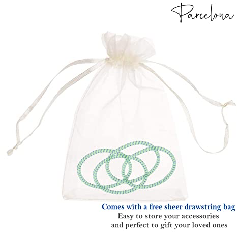 Parcelona Thin Stripes Set of 4 Ponytail Holder Elastic Hair Ties for Women