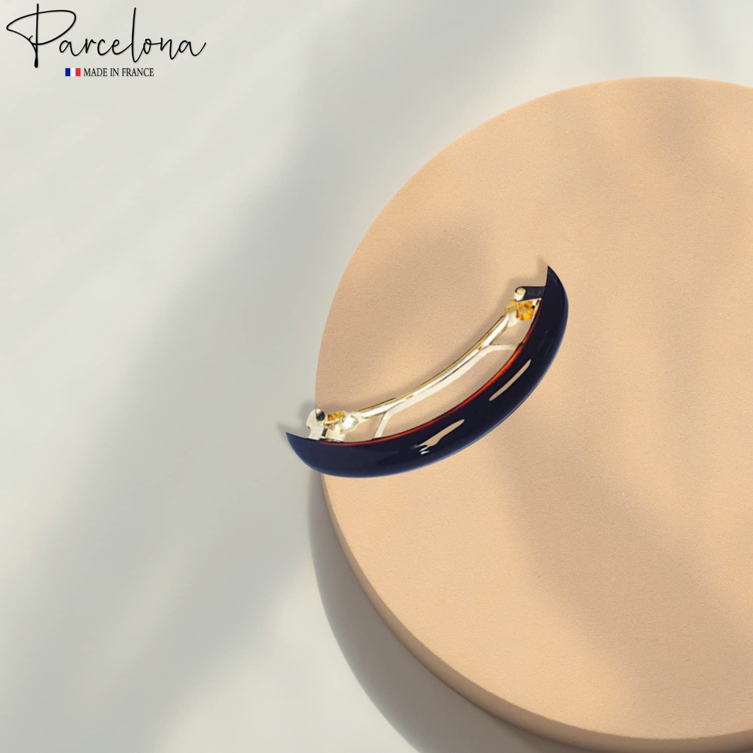 Parcelona French Half Round Thin 3" Shell Cellulose Hair Barrette Clip for Women