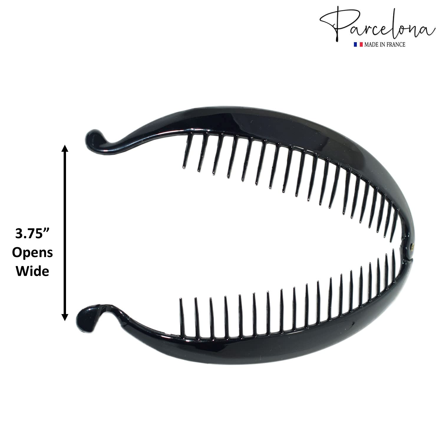 Parcelona French Large Black Cellulose Acetate Ponytail Banana Hair Clip