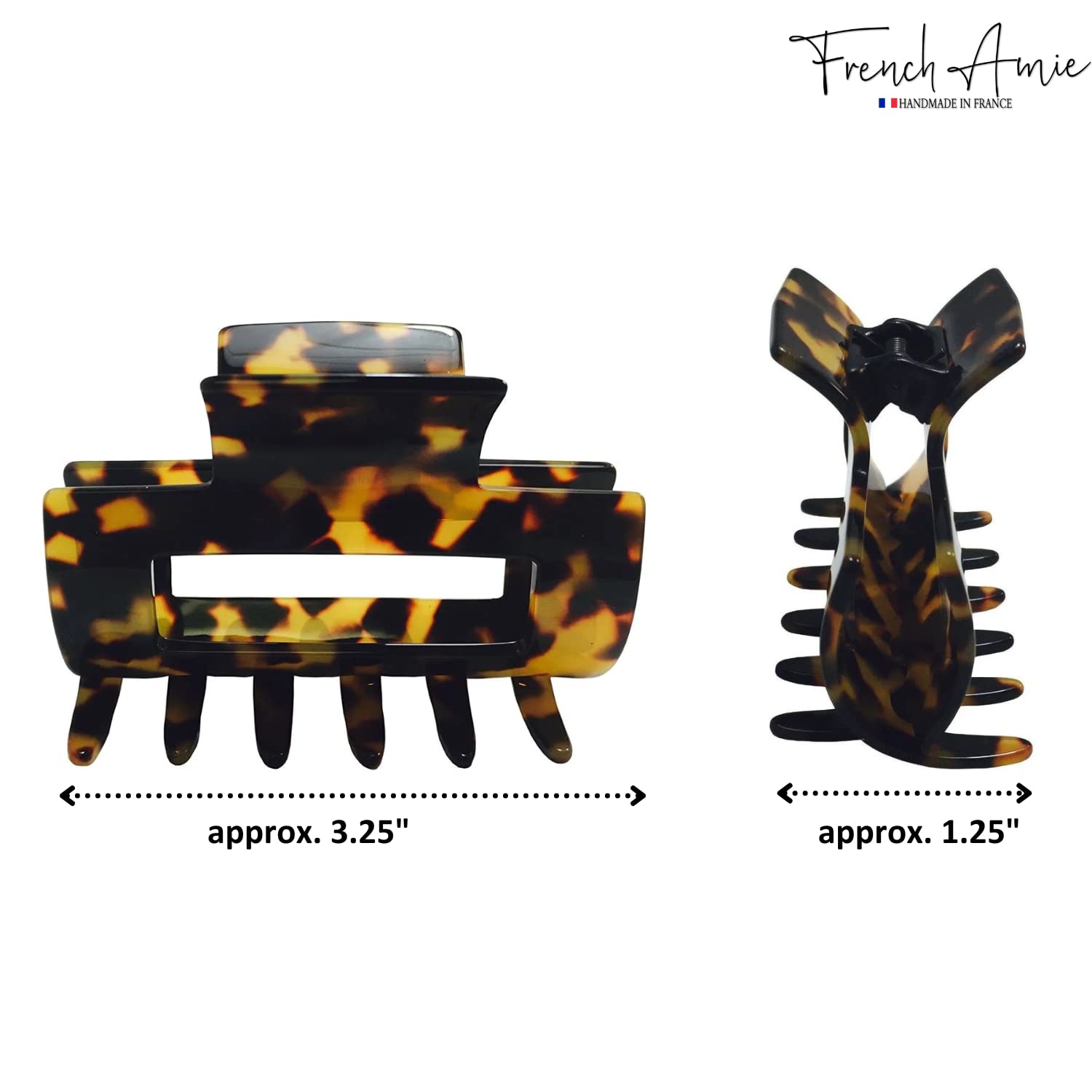French Amie Geo Medium 3 1/4" Cellulose Acetate Handmade Jaw Hair Claw Clip Women