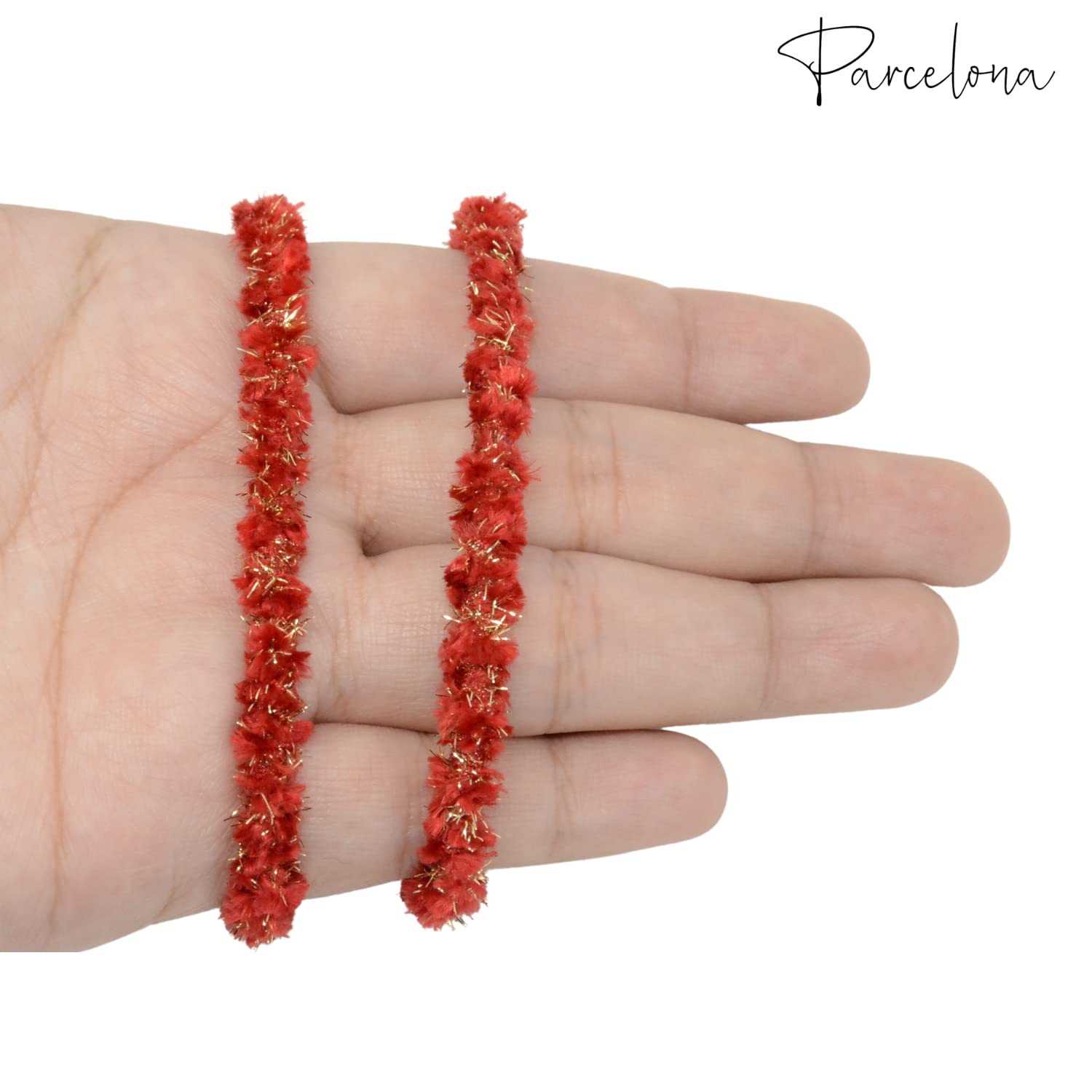 Parcelona Flexible Set of 4 Chenille Ponytail Holder Elastic Hair Ties