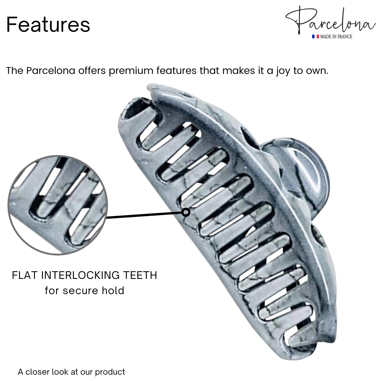 Parcelona French Rain Drop Small 2 3/4" Cellulose Jaw Hair Claw for Women