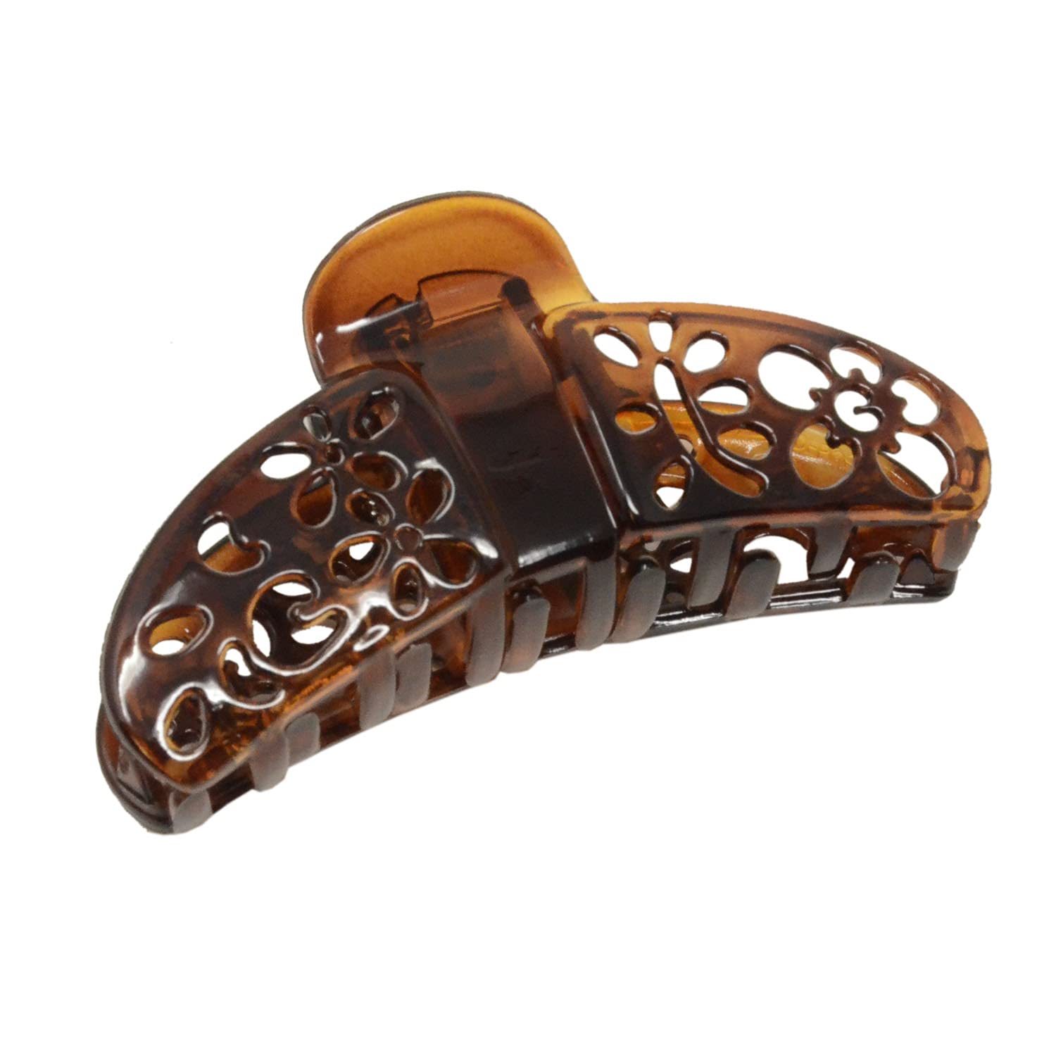 Parcelona French Fleur Shell Medium Covered Spring Cellulose Jaw Hair Claw Clip