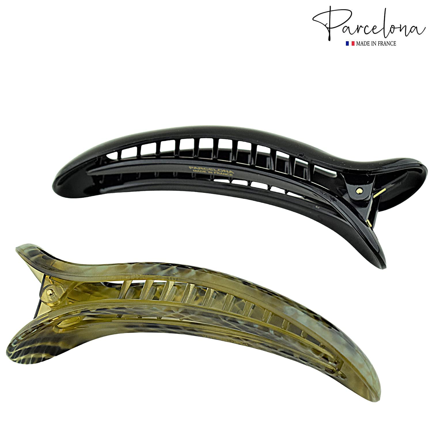 Parcelona French Oval Slider Large 4.75" Cellulose Side Hair Claw Clips(2 Pcs)