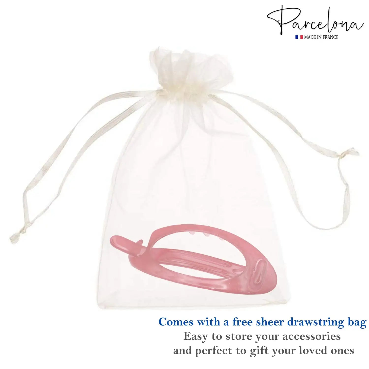 Parcelona French Plain Oval Small Cellulose Metal Free Hair Barrette for Women