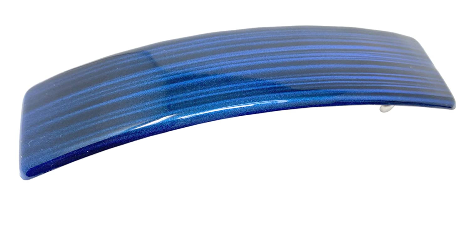 Parcelona French Black Streaks Dark Blue Large 4 1/4" Strong Grip Hair Clip Barrette