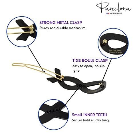 Parcelona French Infinity Ribbon Small Cellulose Hair Barrettes for Women(2 Pcs)