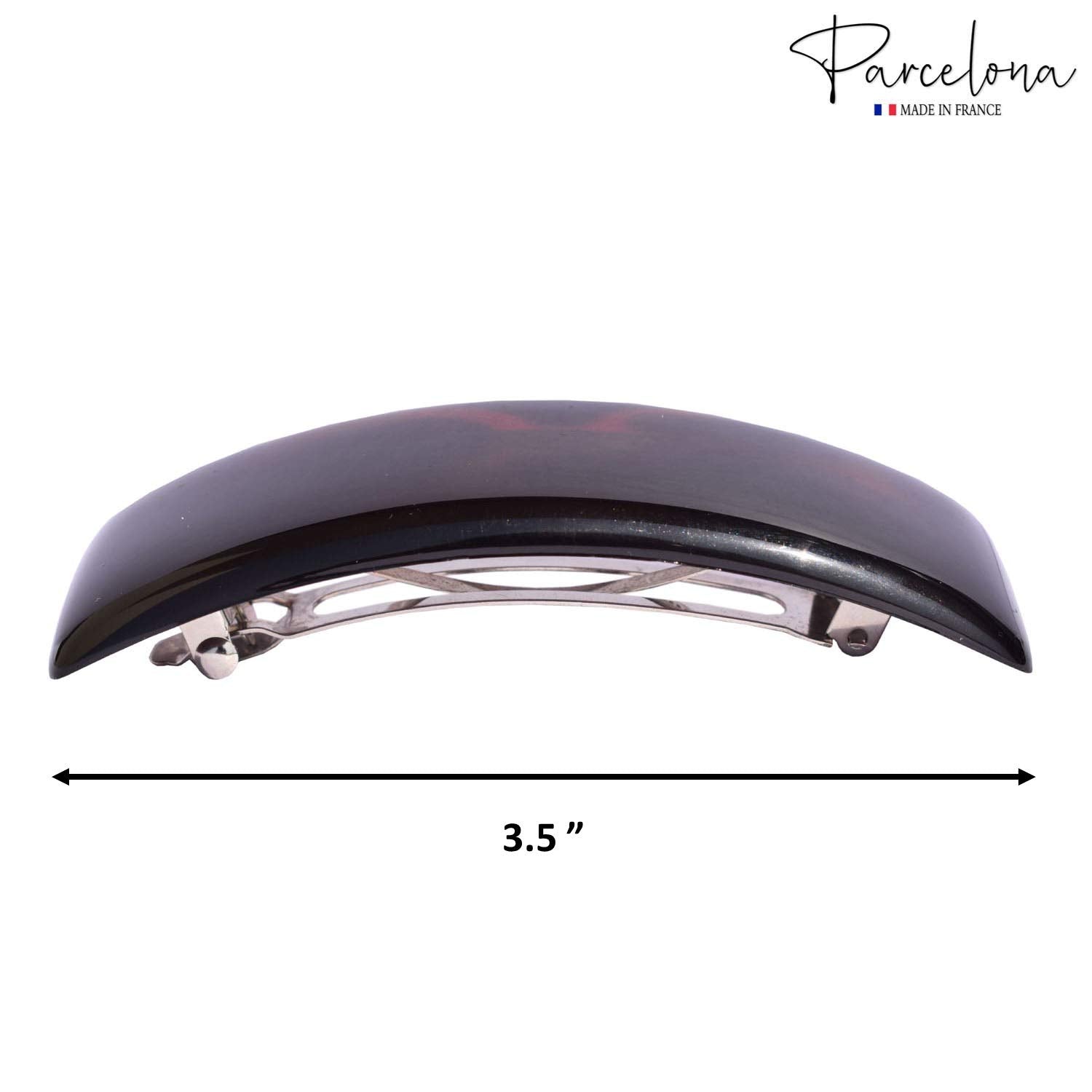 Parcelona French Rectangle Bar Brown Large 3 1/2” Cellulose Hair Clip Barrette