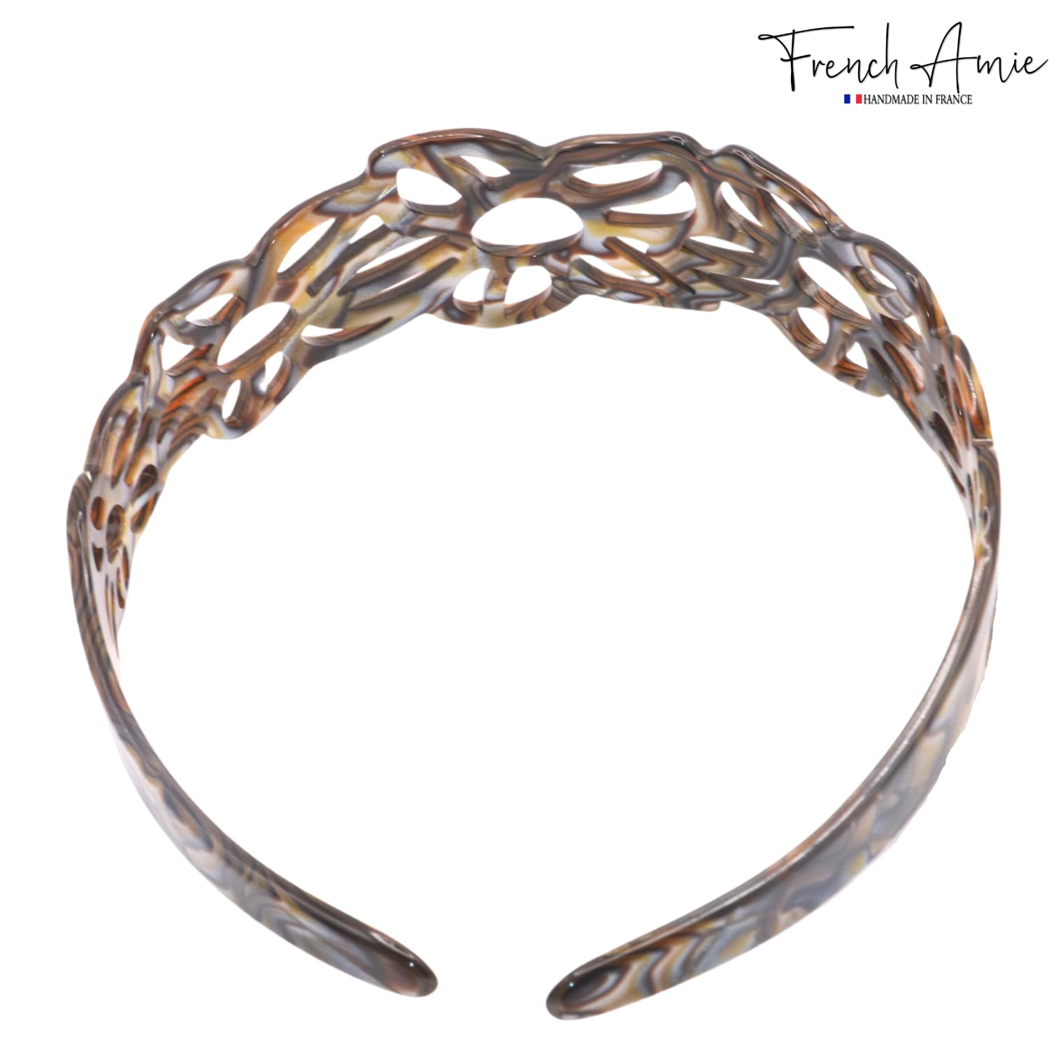 French Amie Flower Wide 1 1/2" Cellulose Handmade Flexible Headbands