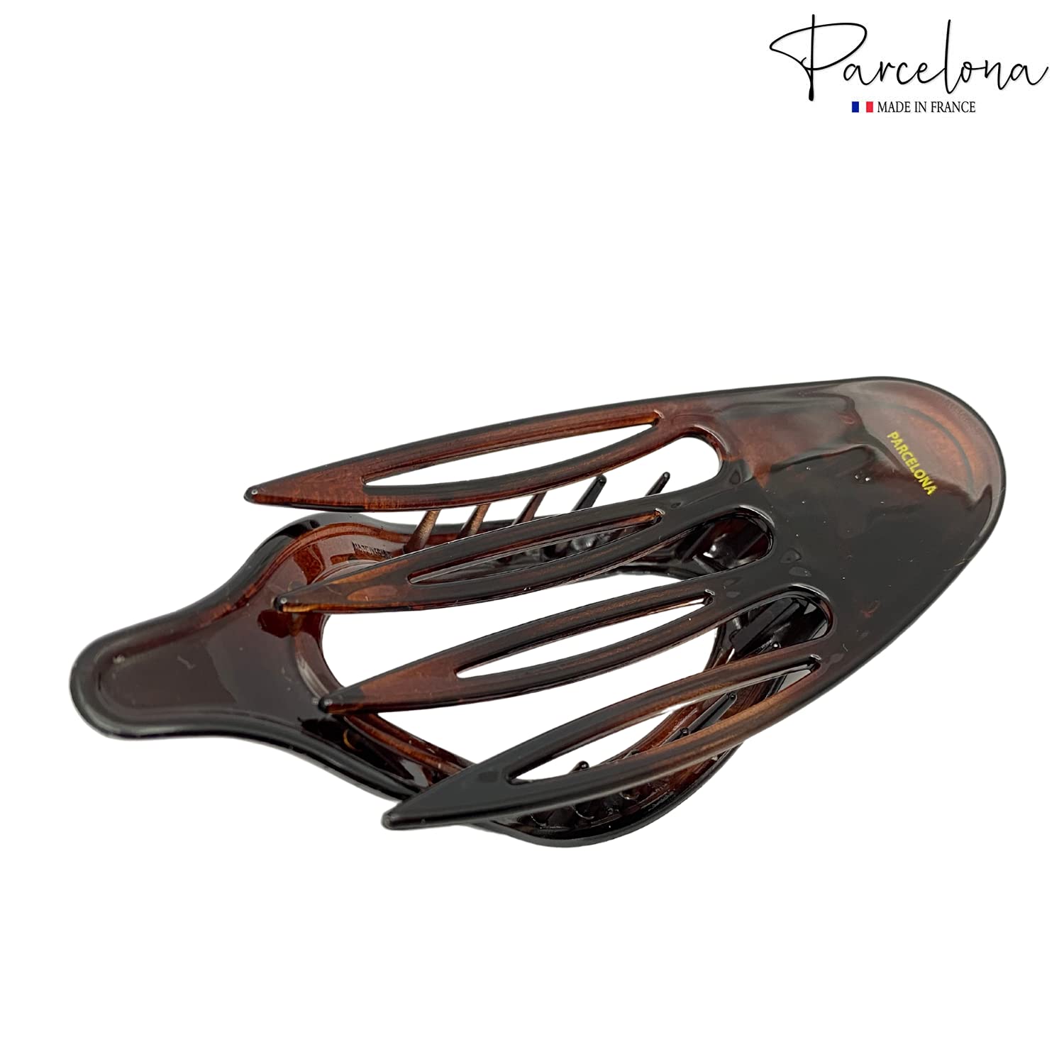 Parcelona French Elite Wide Beak Crystals Shell Cellulose Hair Claw 4.5 inches