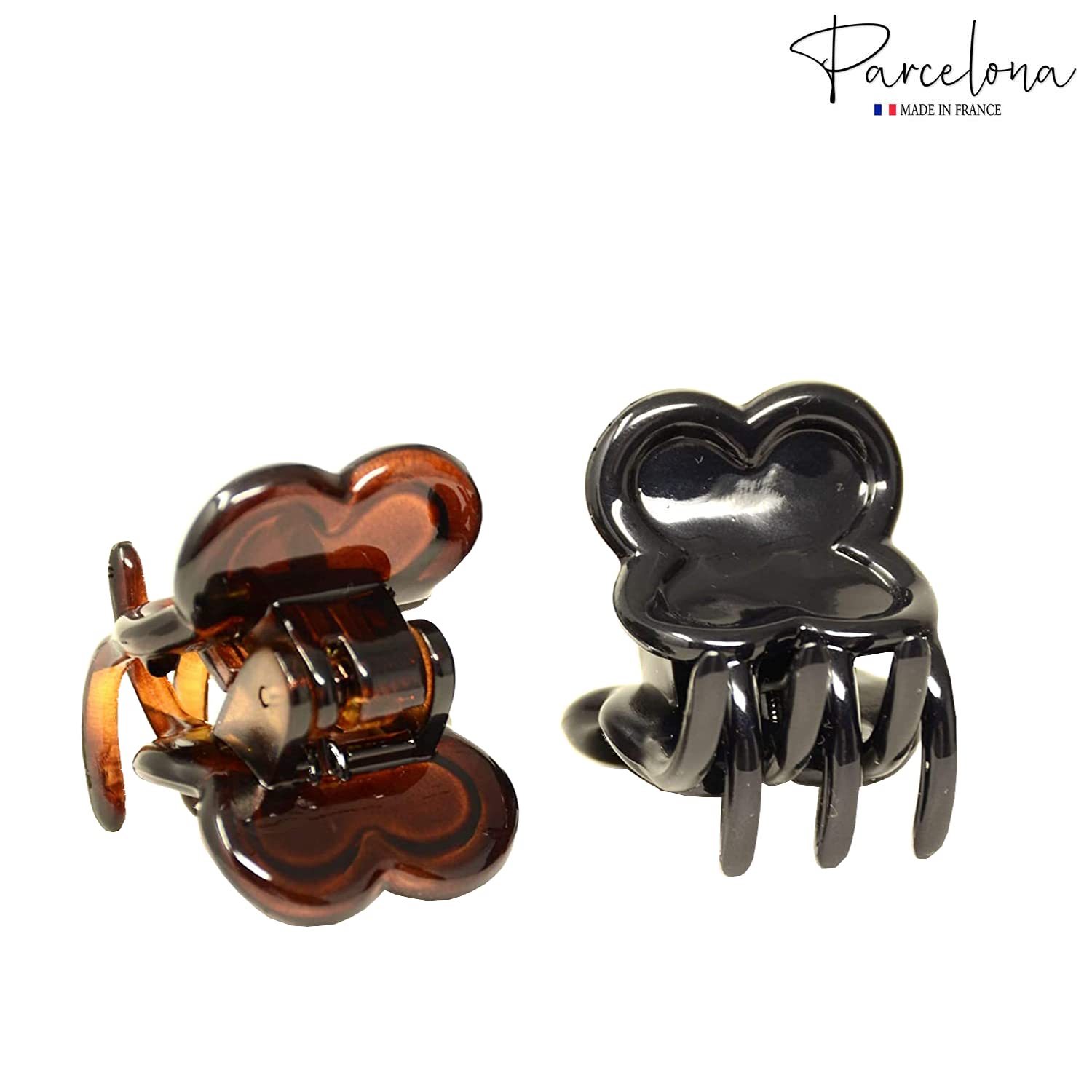 Parcelona French Petunia Mini 1” Cellulose Set of 2 Hair Claw Clips for Women