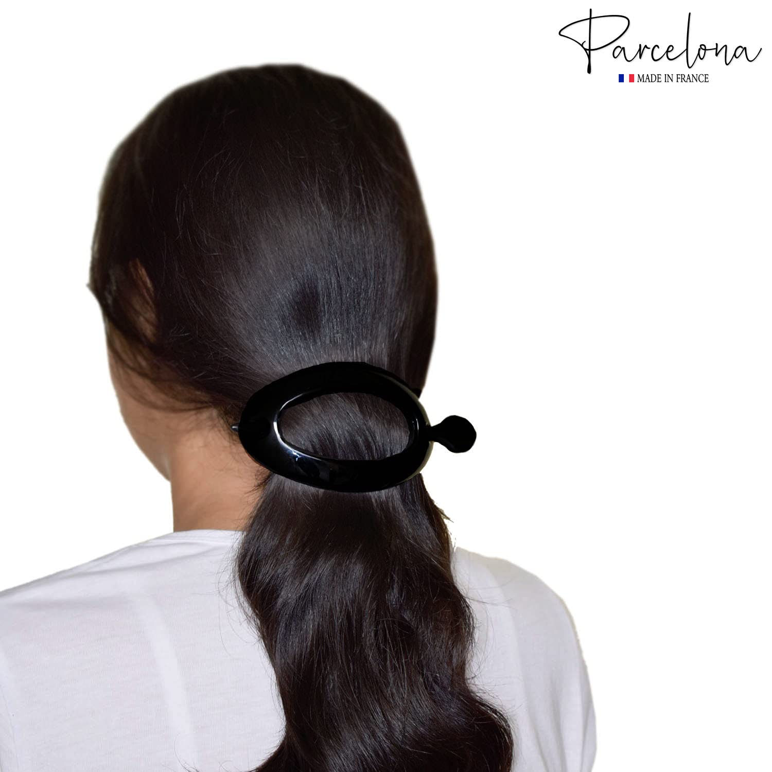 Parcelona French Slide Hoop Black and Shell Large 4" Cellulose Bun Cover