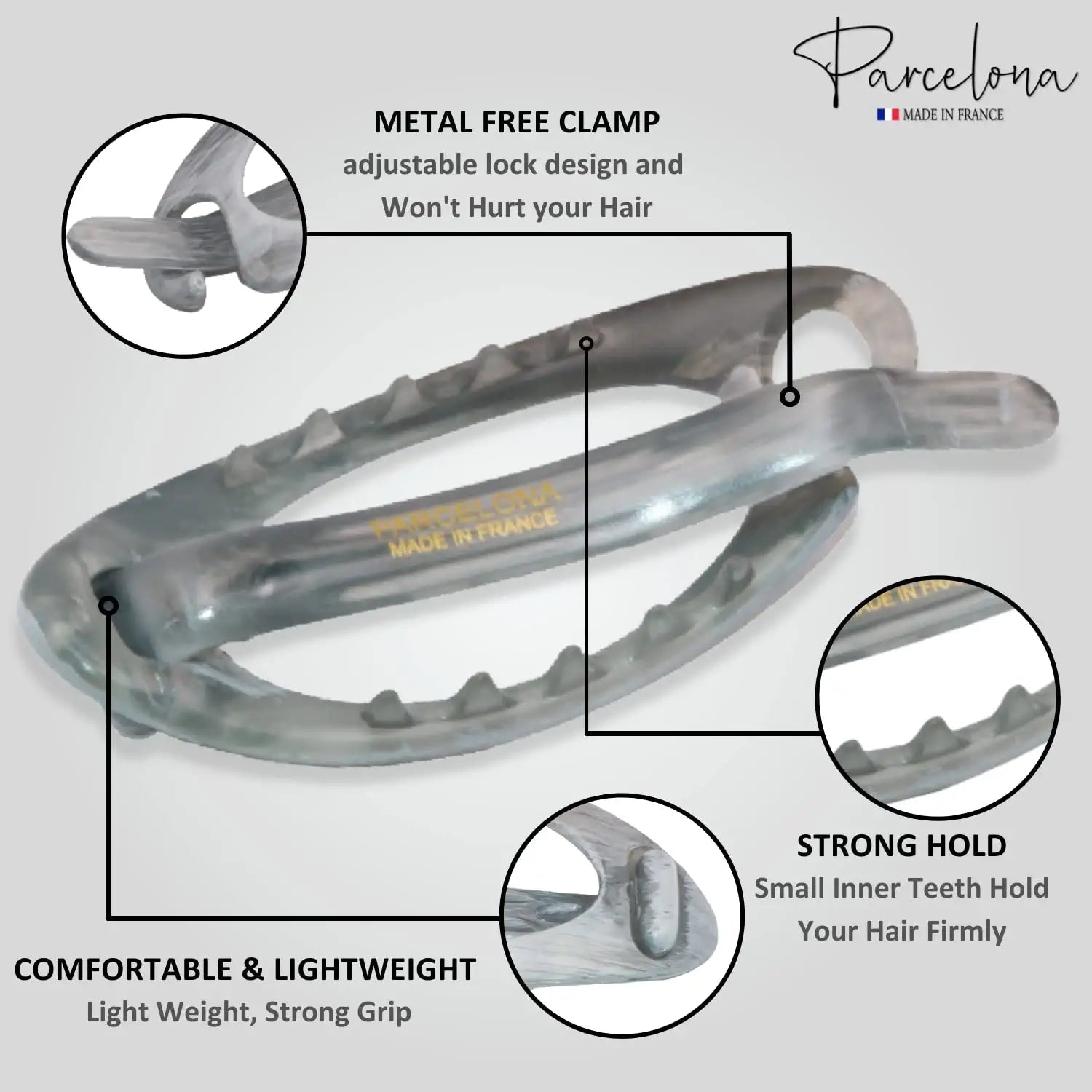 Parcelona French Plain Oval Small Cellulose Metal Free Hair Barrette for Women