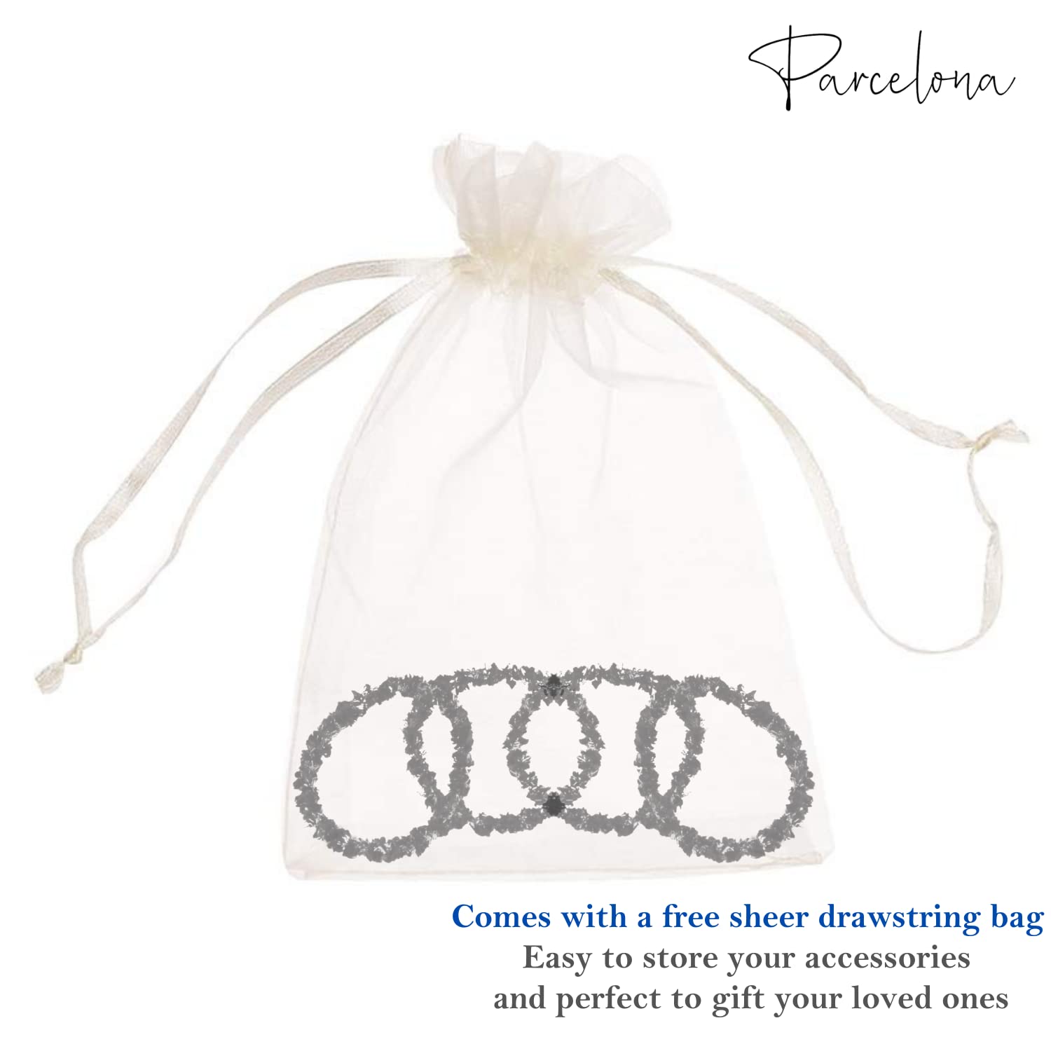 Parcelona Flexible Set of 4 Chenille Ponytail Holder Elastic Hair Ties