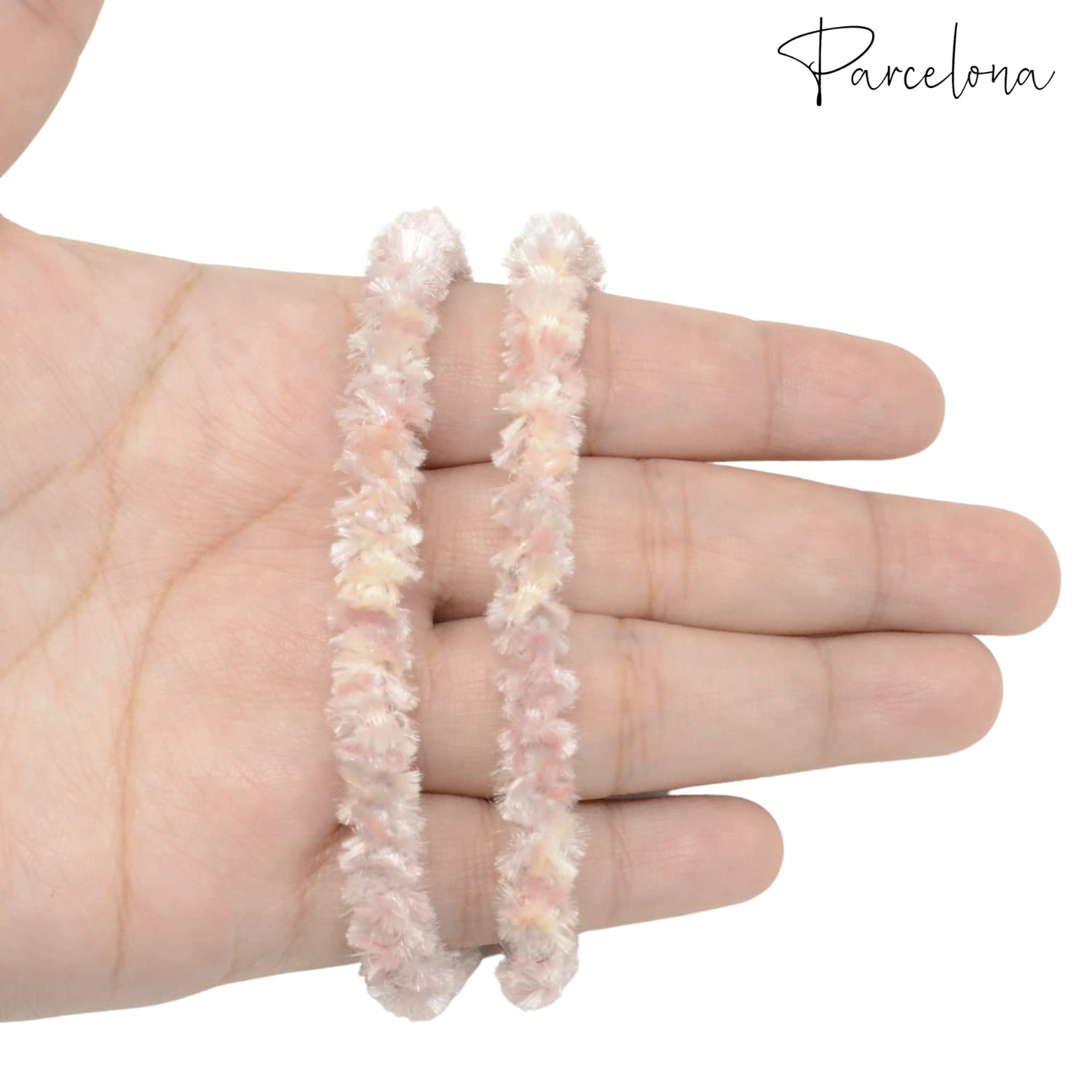 Parcelona Flexible Set of 4 Chenille Ponytail Holder Elastic Hair Ties