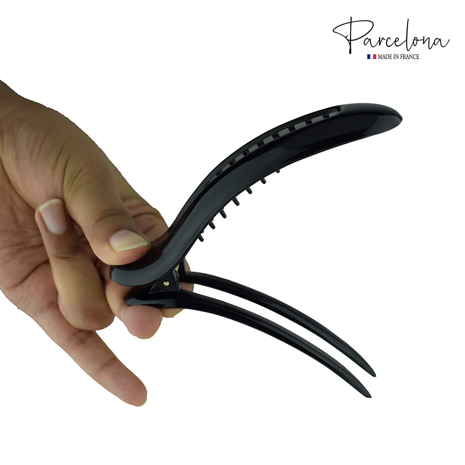 Parcelona French Oval Slider Large 4.75" Cellulose Side Hair Claw Clips(2 Pcs)