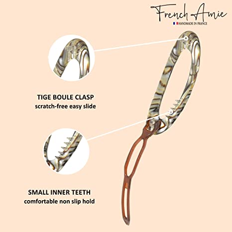 French Amie Oval Cut Out Small Handmade Cellulose Snap Hair Barrette for Women