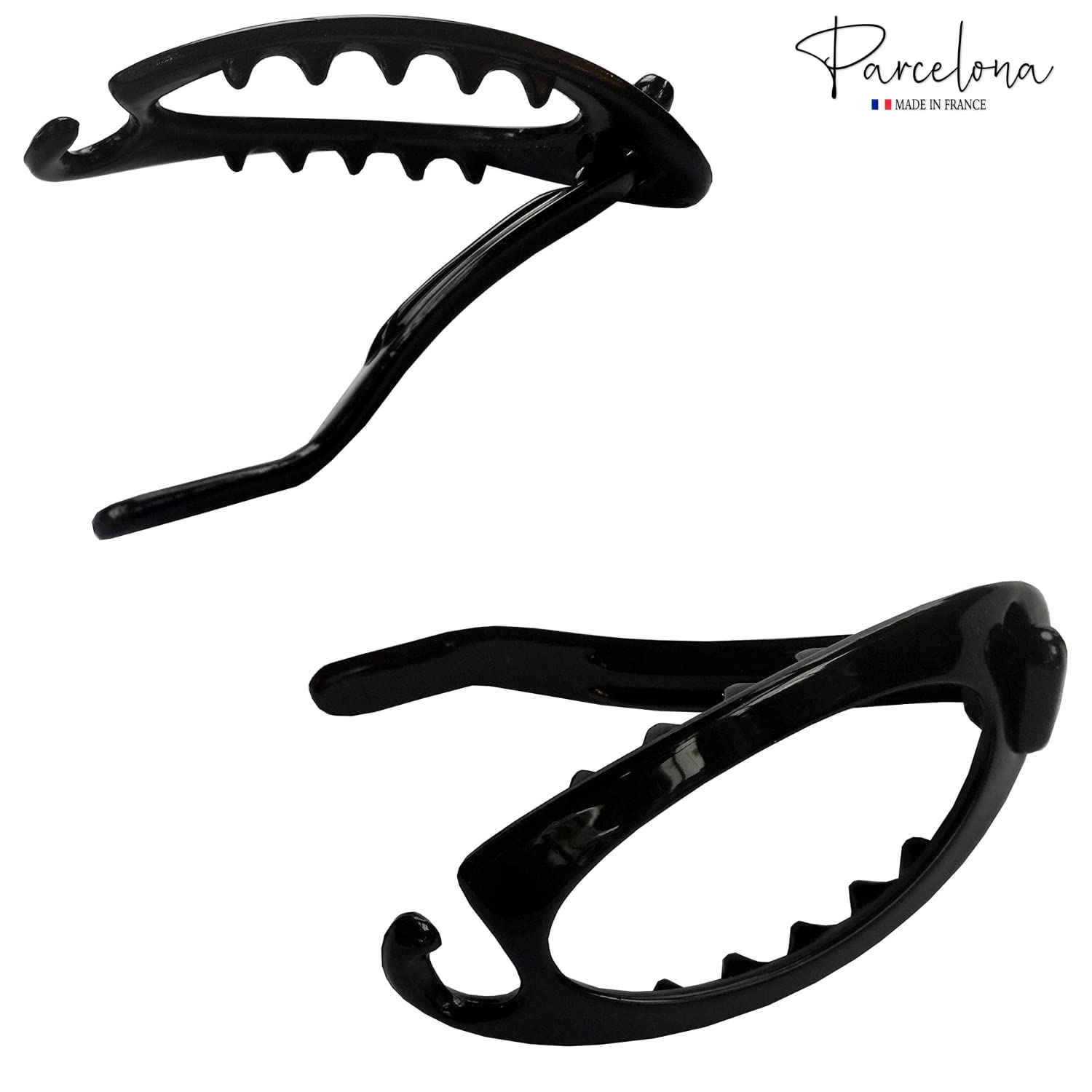 Parcelona French Plain Oval Small Cellulose Set of 2 Metal Free Hair Barrettes