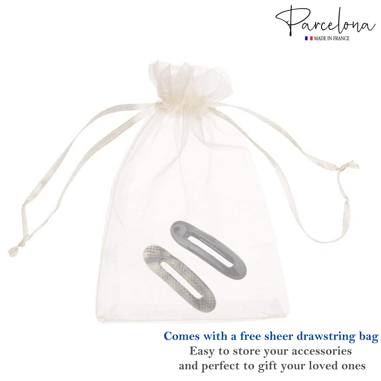 Parcelona French Oval Slider Large 4.75" Cellulose Side Hair Claw Clips(2 Pcs)
