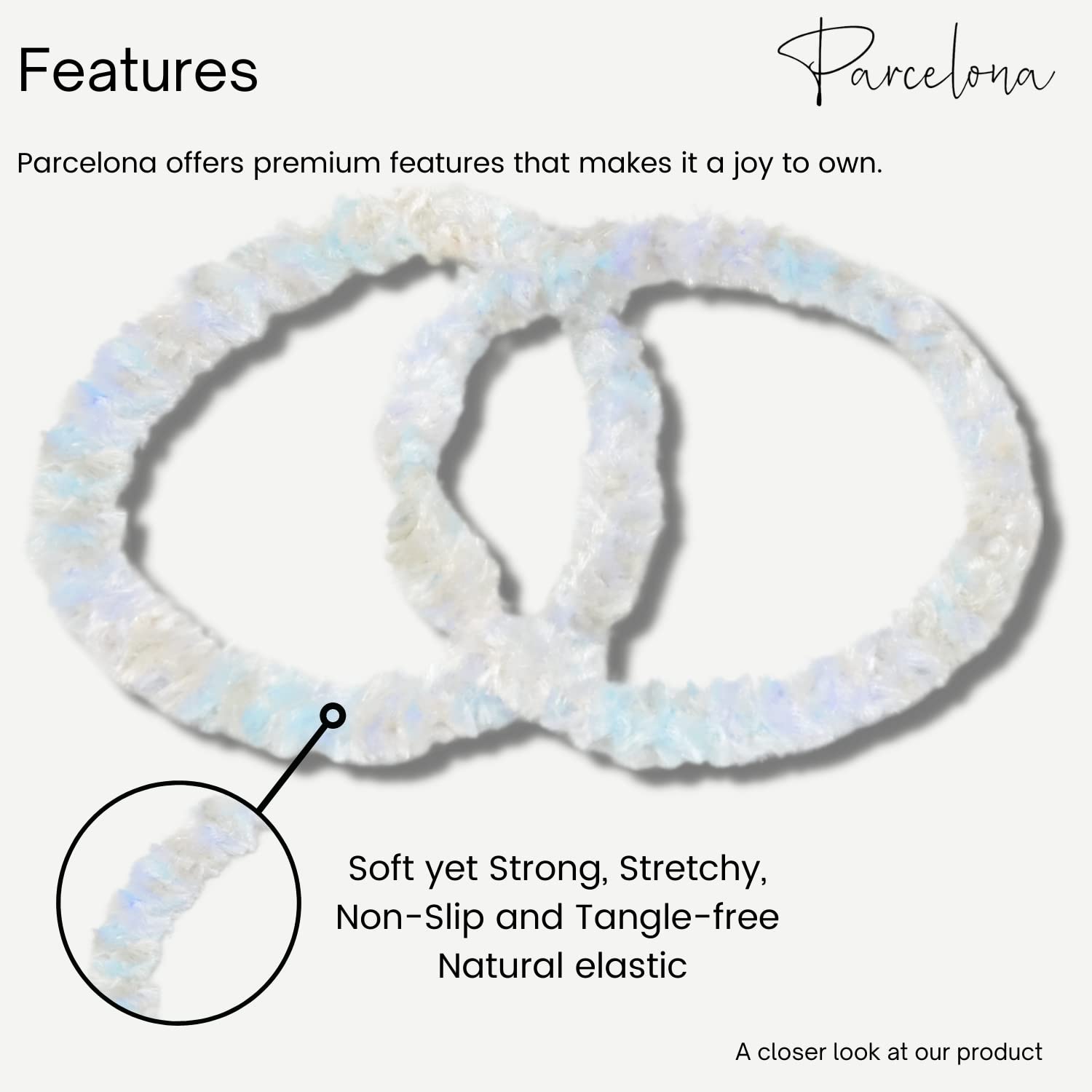 Parcelona Flexible Set of 4 Chenille Ponytail Holder Elastic Hair Ties