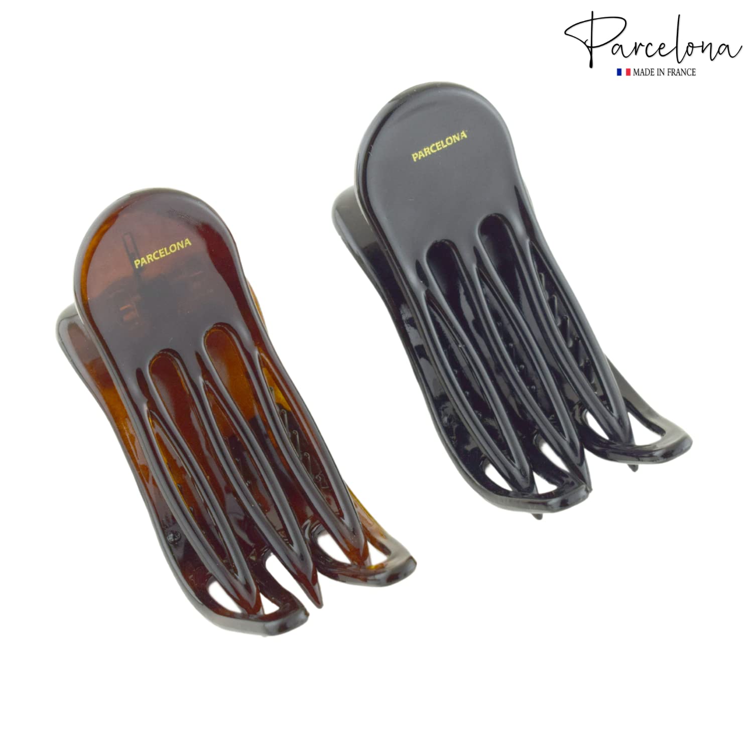 Parcelona French Simply Bear Paw Medium 3” Cellulose Set of 2 Hair Claw Clips
