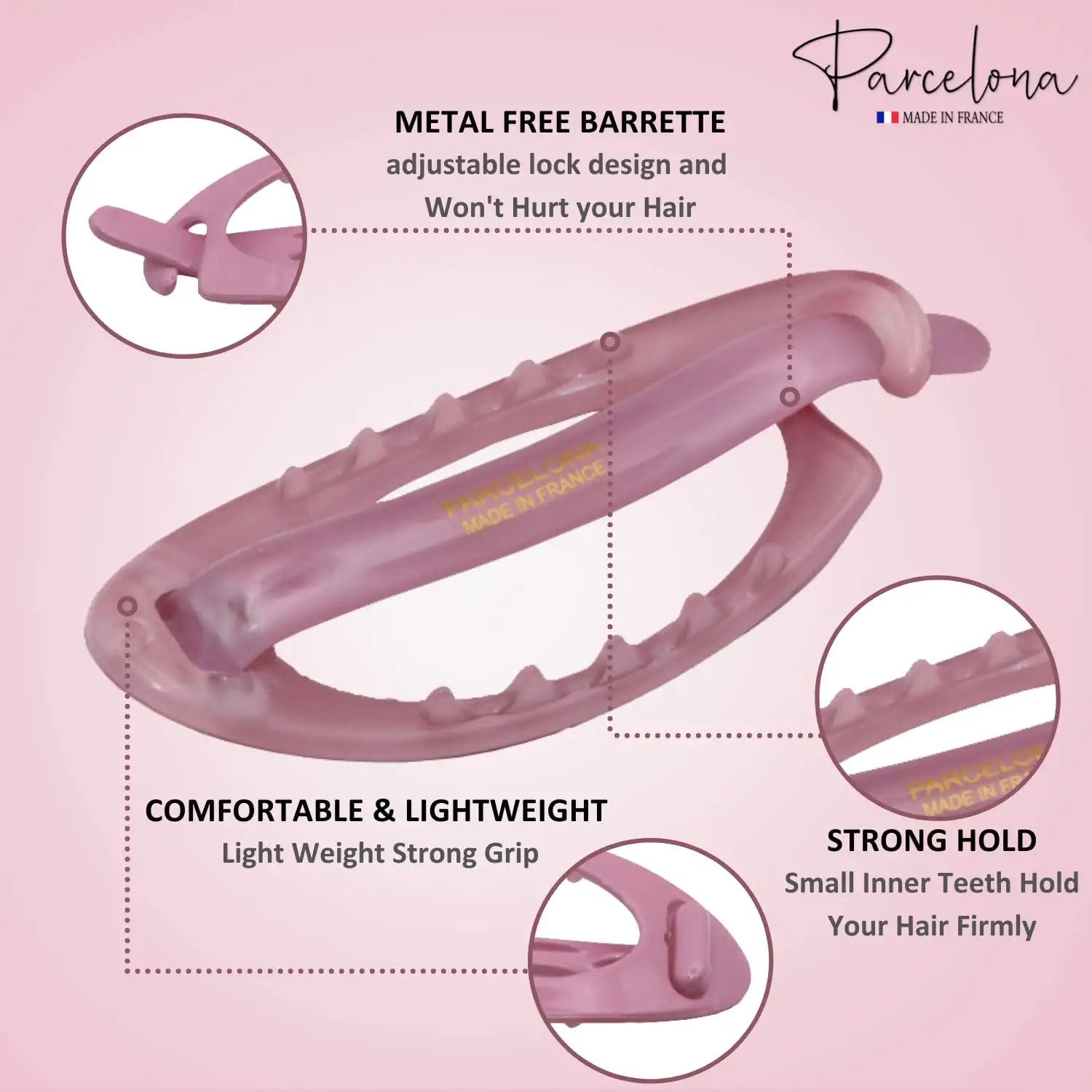 Parcelona French Plain Oval Small Cellulose Metal Free Hair Barrette for Women