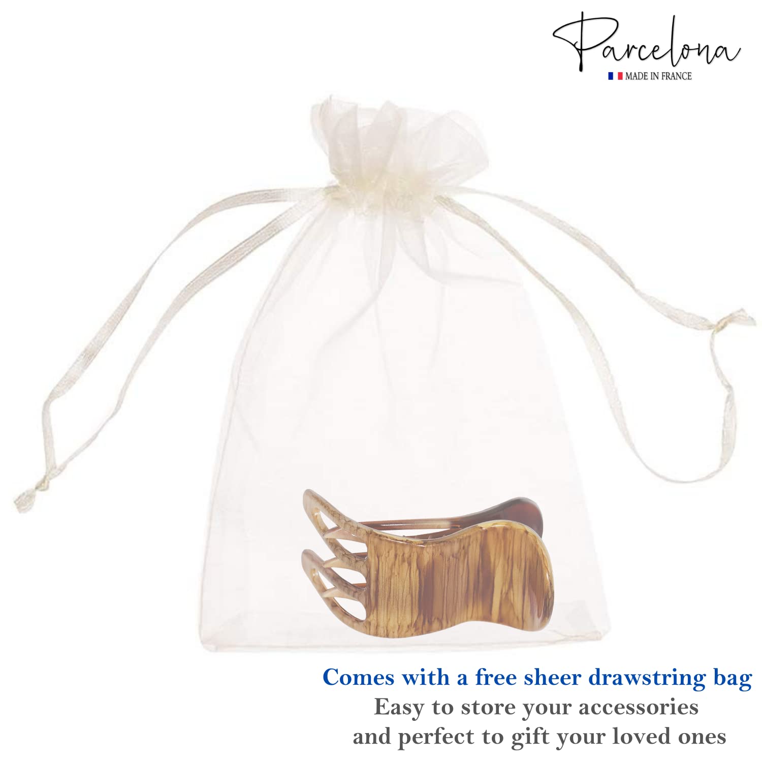 Parcelona French Simply Bear Paw Medium 3” Cellulose Hair Claw Clip for Women