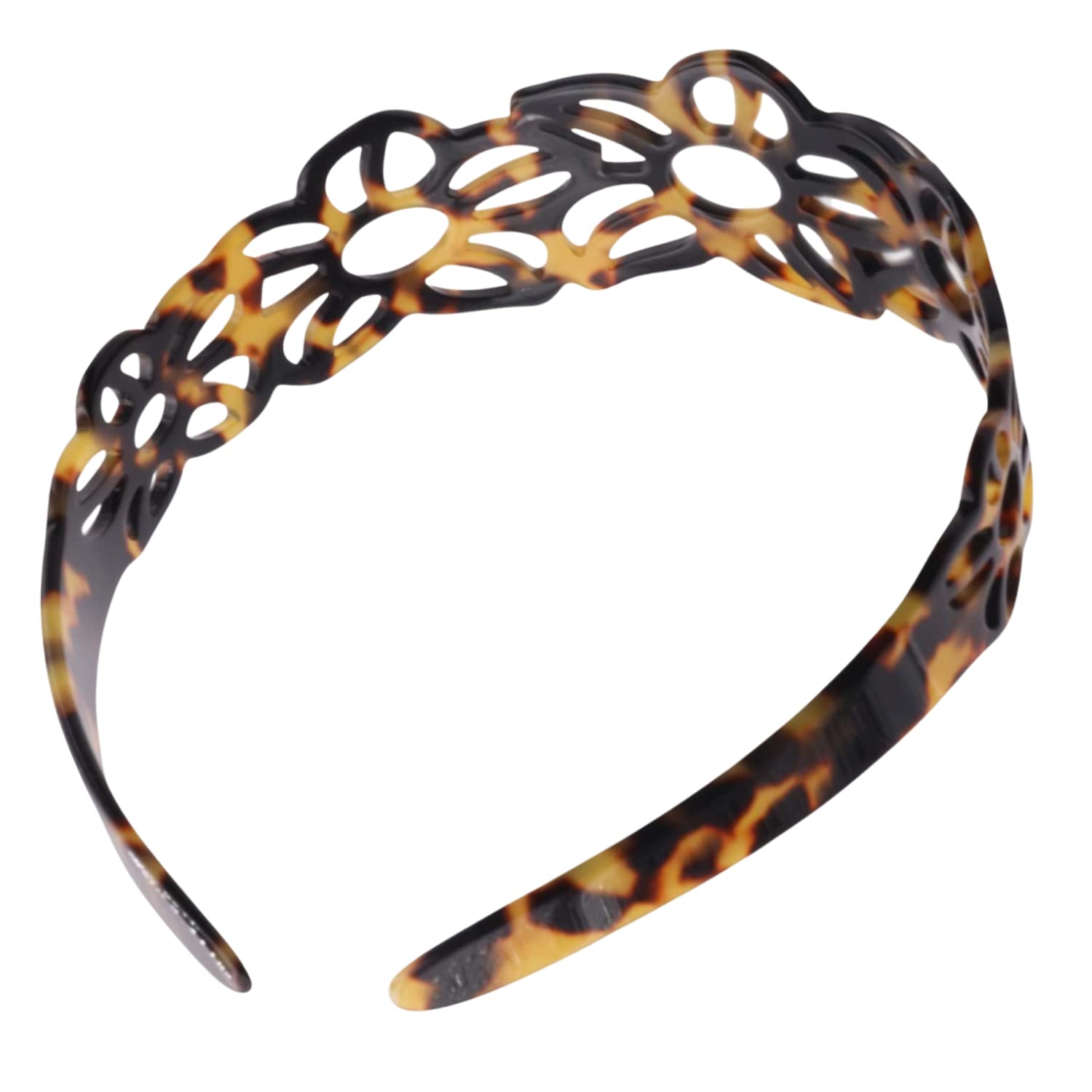 French Amie Flower Wide 1 1/2" Cellulose Handmade Flexible Headbands
