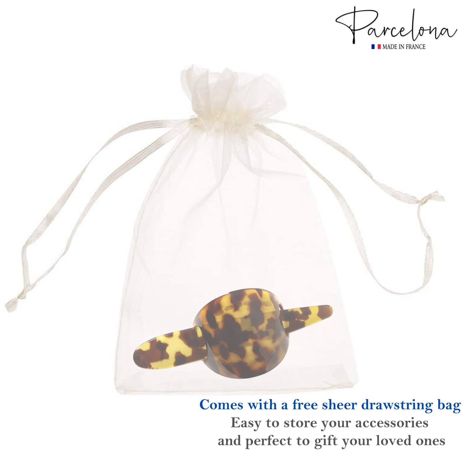 Parcelona French Classic 3" Cellulose Hair Slider Bun Cover Clip with Stick