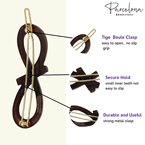 Parcelona French Ribbon Knot Infinity Small Cellulose Hair Barrettes for Women
