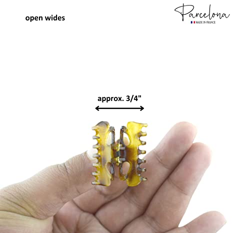 Parcelona French Petite Very Small Cellulose Set of 4 Hair Claws For Women