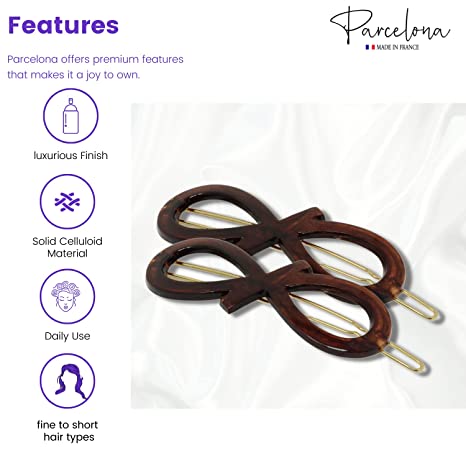 Parcelona French Ribbon Knot Infinity Small Cellulose Hair Barrettes for Women
