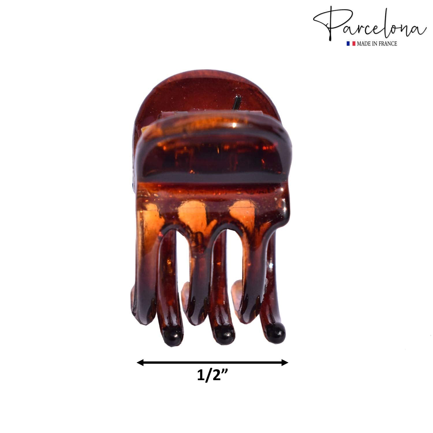 Parcelona French Classic Round Brown Clear n Black Mini 1/2” Hair Claws 6pcs