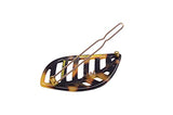 French Amie Leaf Small Tokyo & Onyx Handmade Barrette Snap on Hair Pin Clip