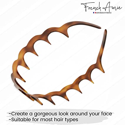 French Amie Zig Zag Scallop Wide Teeth Handmade Headband for women(Shell)
